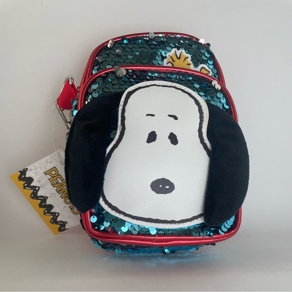 Snoopy Woodstock Peanuts Sequins Crossbody Bag Purse New with Tags